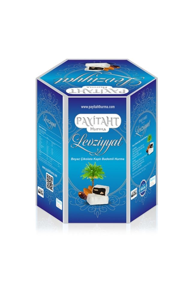 Beyaz Çikolata Kaplı Bademli Hurma | Kutulu 250gr
